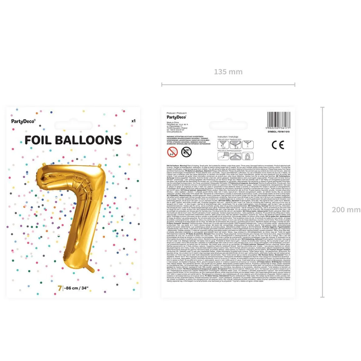 Balon Metal Foliowy Cyfra "7" 86 Cm