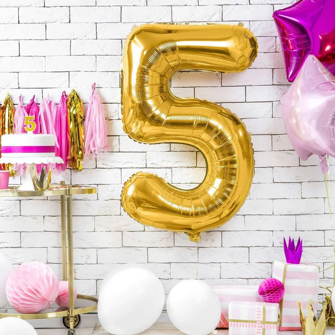 Balon Metal Foliowy Cyfra "5" 86 Cm