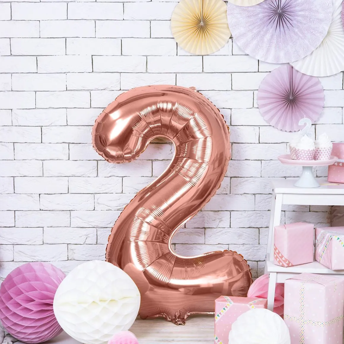 Balon Pink Metal Foliowy Cyfra "2" 86 Cm