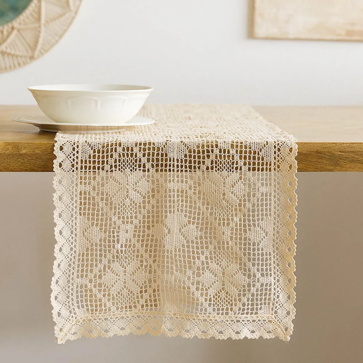 Bieznik Crochet Szydelkowy Bezowy 40X160 Cm