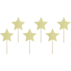Dekoracja Stars Do Muffinek Zlote Gwiazdki 6 Szt. 11,5 Cm
