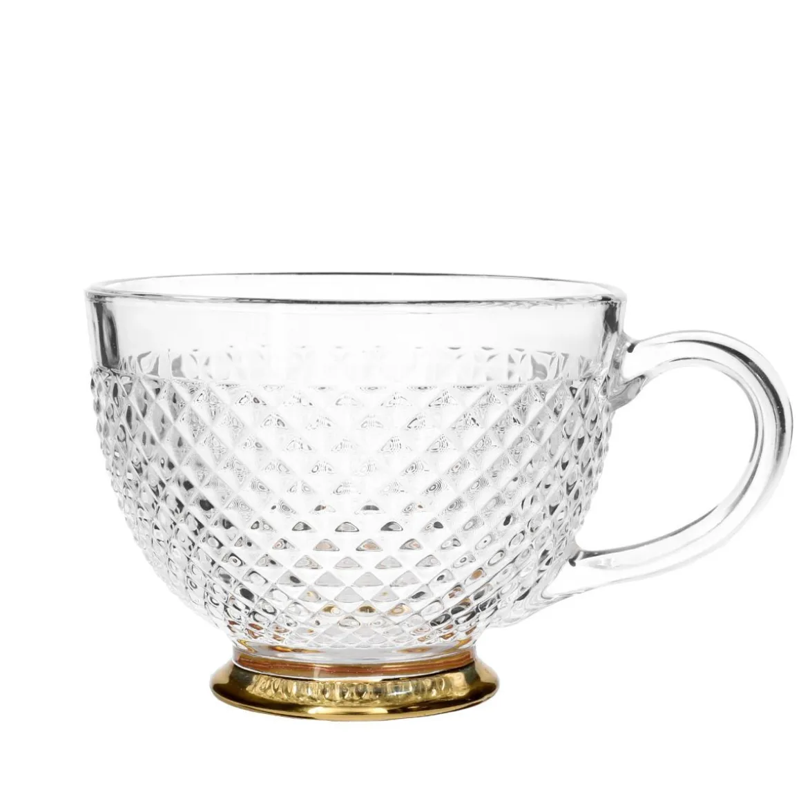 Filizanka Barrel Szklana W Kropki Ze Zlota Nozka 0,36 L