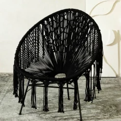 Fotel Acapulco Bliss Makrama Czarna 93X73X85 Cm