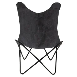 Fotel Butterfly Z Metalowa Rama - Czarna Tkanina 70X80X102 Cm