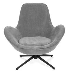 Fotel Lunaire Obrotowy W Tkaninie Teddy Boucle Szary 86X76X87 Cm