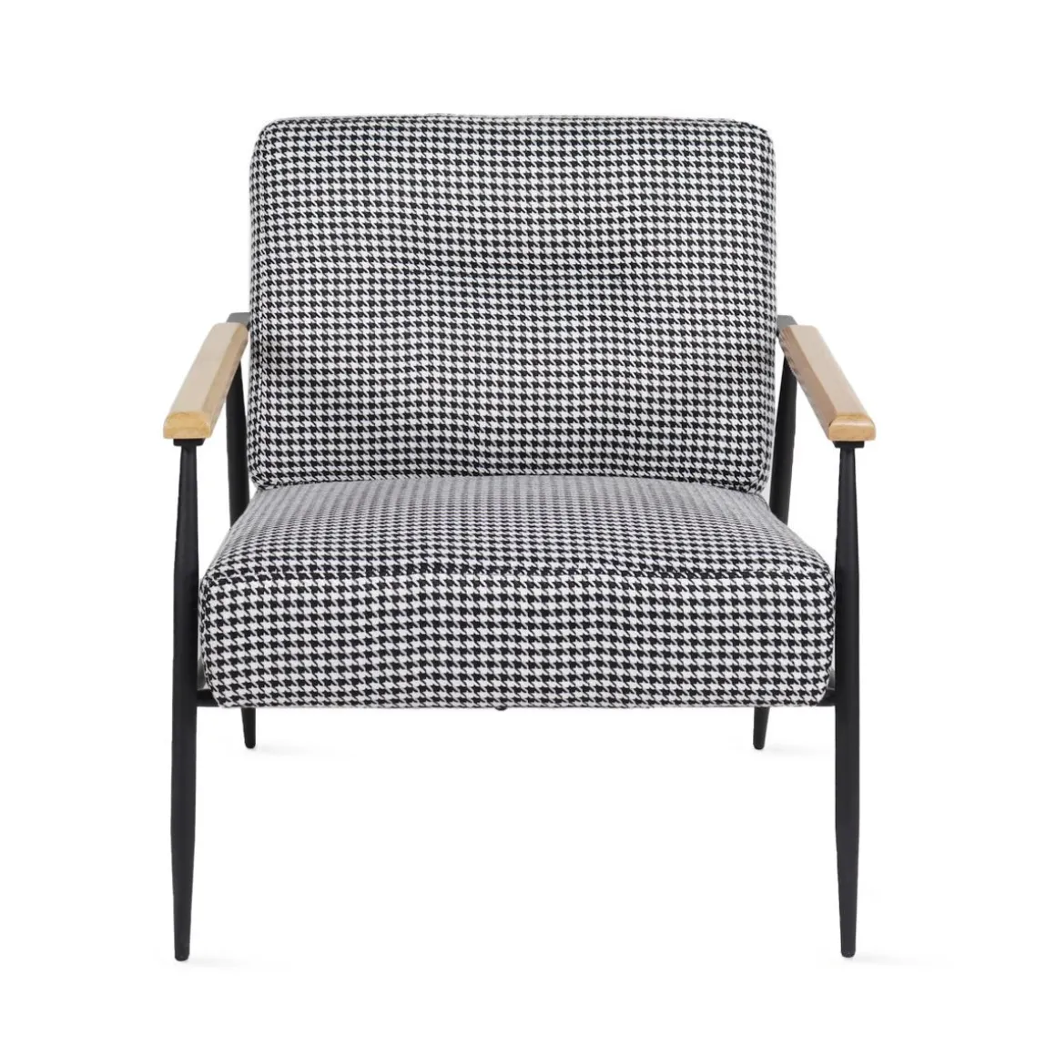 Fotel Veludo Bialy W Czarna Pepitke 71X70X83 Cm