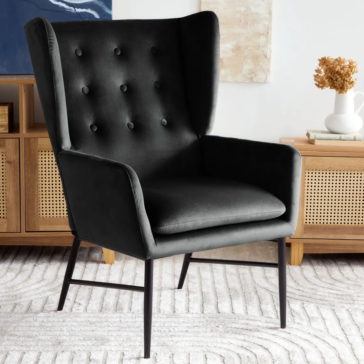 Fotel Vinnande Czarny 97X67X73 Cm