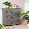 Komoda Z Szufladami Banhi Lite Drewno Mango Zlobione 90X40X90 Cm
