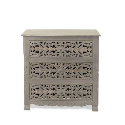Komoda Z Szufladami Banhi Lite Drewno Mango Zlobione 90X40X90 Cm