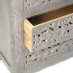 Komoda Z Szufladami Banhi Lite Drewno Mango Zlobione 90X40X90 Cm