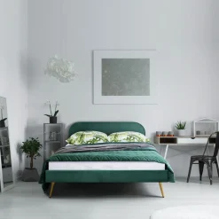 Łóżko Venlo Welurowe Zielone 160X200 Cm