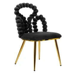 Krzeslo Bubble Beam Welurowe Czarne 56,5X52X87 Cm