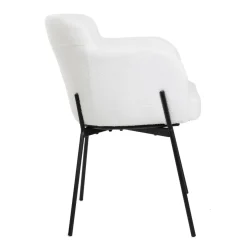 Krzeslo Fluffy Ecru W Tkaninie Teddy 57X60X78 Cm