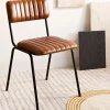 Krzeslo Lumbar W Obiciu Ze Skory Bawolej Brazowe 46X52X78 Cm
