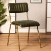 Krzeslo Lumbar W Obiciu Ze Skory Bawolej Zielone 46X52X78 Cm