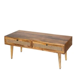 Lawa Natte Drewniana Lite Drewno Mango Z Rattanem 120X45X45