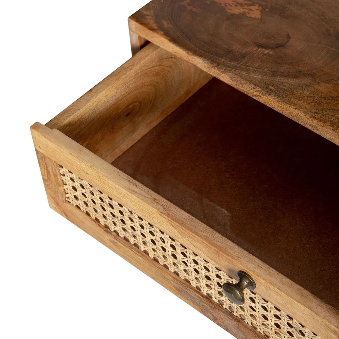 Lawa Natte Drewniana Lite Drewno Mango Z Rattanem 120X45X45