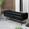 Lawka Venlo Welurowa Czarna 100X39X45Cm