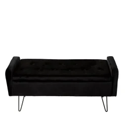 Lawka Venlo Welurowa Czarna 100X39X45Cm