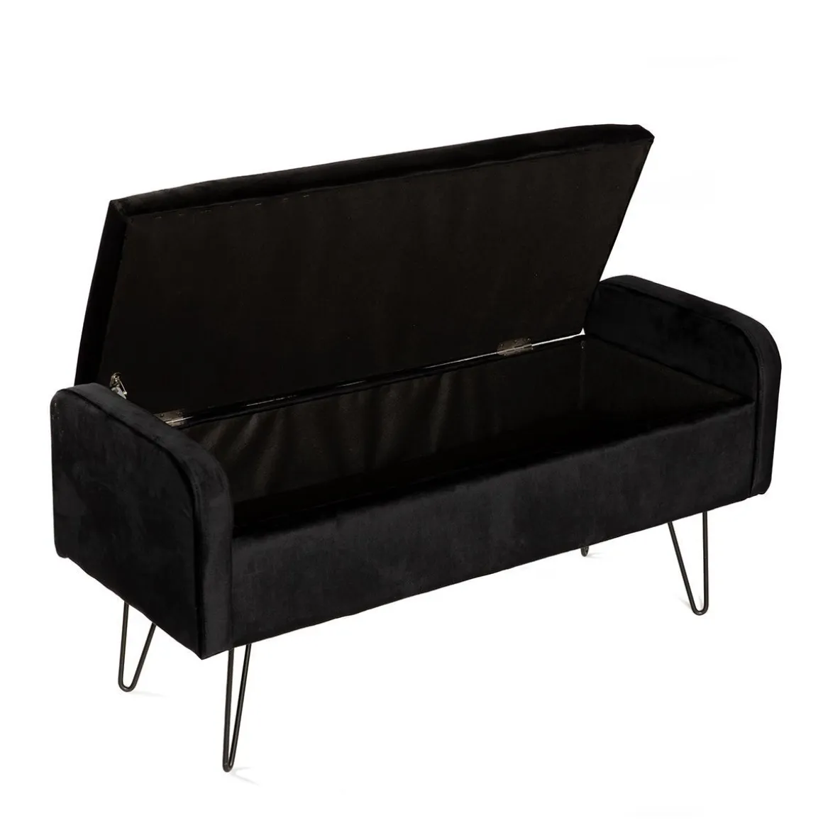 Lawka Venlo Welurowa Czarna 100X39X45Cm