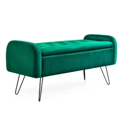 Lawka Venlo Welurowa Zielona 100X39X45Cm