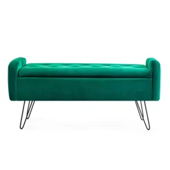 Lawka Venlo Welurowa Zielona 100X39X45Cm