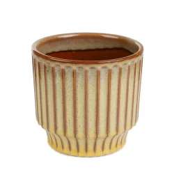 Oslonka Na Doniczke Maya Ceramiczna Musztardowa 13,8X13,8X12,8 Cm