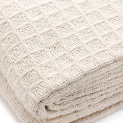 Pled Vaffel Z Fredzlami Naturalny 130X170 Cm