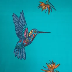 Pościel Frida Kahlo Z Mikrofibry Turkusowa W Kolibry 200X220 Cm