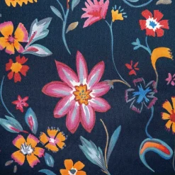 Pościel Vabel Z Mikrofibry Granatowa W Liscie I Kwiaty 160X200 Cm