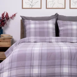 Pościel Vella Flanelowa W Szara Krate 160X200 Cm + 1 X 50X60 Cm