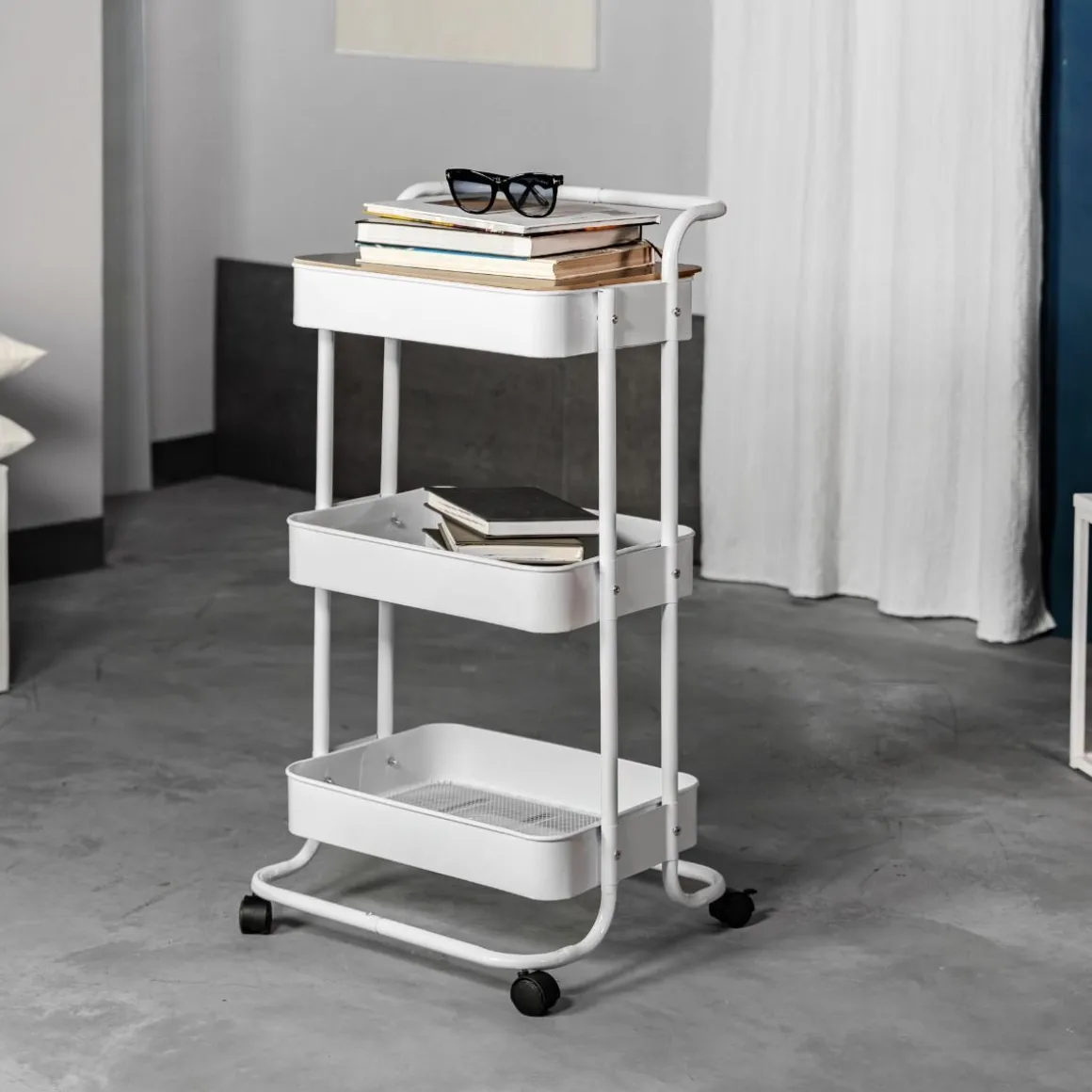 Regal Na Kolkach Hylla Metalowy 90X43X42Cm