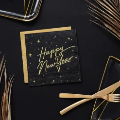 Serwetki New Year Papierowe Czarne 20 Szt. 16,5X16,5 Cm