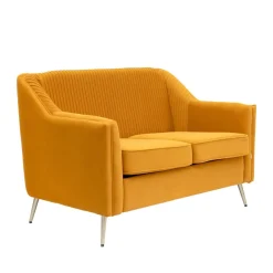 Sofa Avant Sofa 2-Osobowa, Welurowa Musztardowa 127X82X81.5 Cm