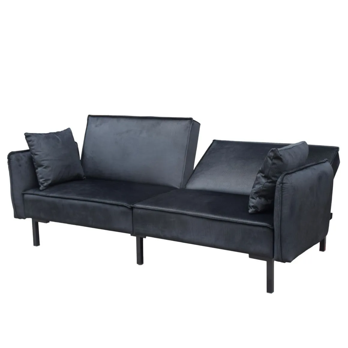 Sofa Canto 3-Osobowa, Z Funkcja Spania, Welurowa Czarna 199X90X85 Cm