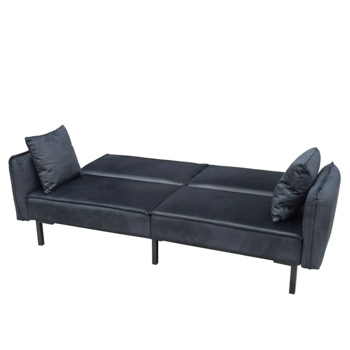 Sofa Canto 3-Osobowa, Z Funkcja Spania, Welurowa Czarna 199X90X85 Cm