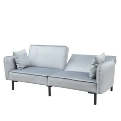 Sofa Canto 3-Osobowa, Z Funkcja Spania, Welurowa Szara 199X90X85 Cm