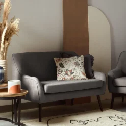 Sofa Ella W Tkaninie Ciemnoszara 122X70X84 Cm