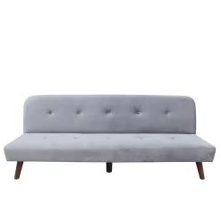 Sofa Rinko Sofa 3-Osobowa, Z Funkcja Spania, Welurowa Ciemnoszara 195X81X74 Cm