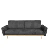 Sofa Samtige 3-Osobowa, Z Funkcja Spania, Czarna 212X84X86.5 Cm