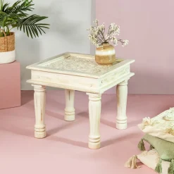 Stolik Kawowy Banhi Lite Drewno Mango Zlobione 56X56X50 Cm