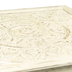 Stolik Kawowy Banhi Lite Drewno Mango Zlobione 100X100X45 Cm