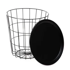 Stolik Scandi Czarny Z Czarnym Batem 40X40X40 Cm