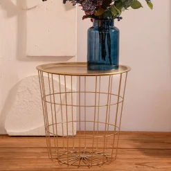 Stolik Scandi Zloty Z Czarnym Blatem 43X43X43 Cm