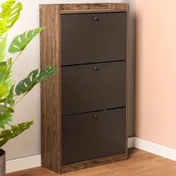 Szafka Na Buty Eira Z Czarnymi Frontami 60X24X114 Cm