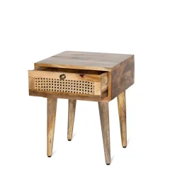 Szafka Nocna Natte Lite Drewno Mango Z Rattanem 40X40X50 Cm