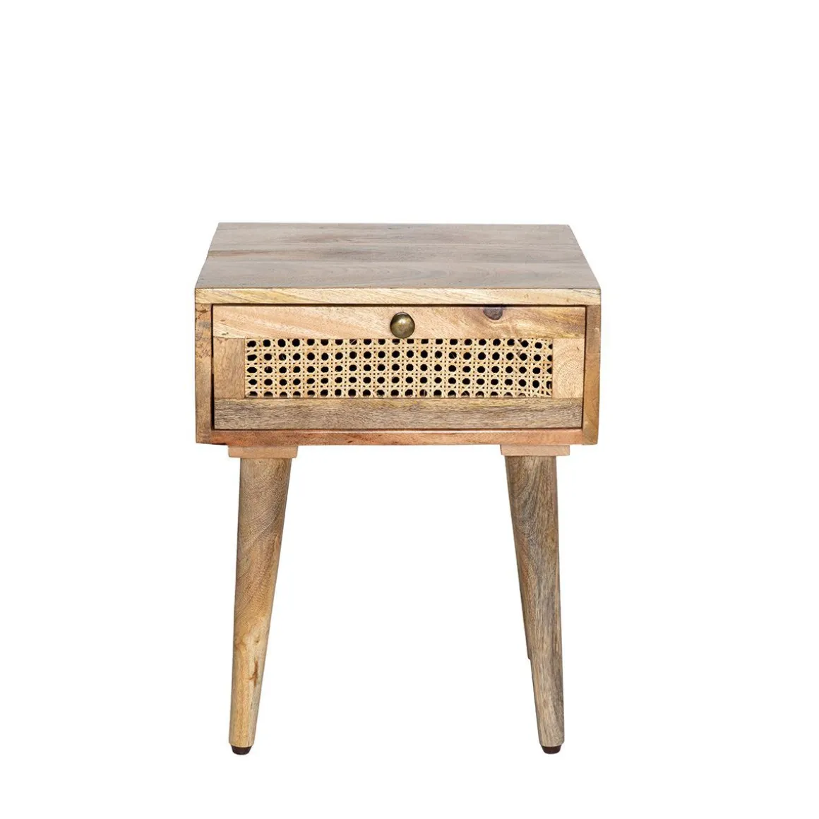Szafka Nocna Natte Lite Drewno Mango Z Rattanem 40X40X50 Cm