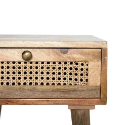 Szafka Nocna Natte Lite Drewno Mango Z Rattanem 40X40X50 Cm