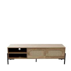 Szafka Rtv Haga Z Rattanem I Z Metalowymi Nogami 140X40X44 Cm