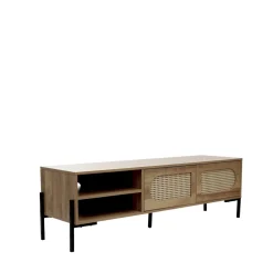 Szafka Rtv Haga Z Rattanem I Z Metalowymi Nogami 140X40X44 Cm